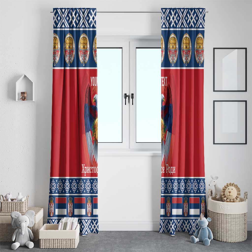 Personalized Serbia Christmas Window Curtain Eagle with Cesnica Christmas Bread - Wonder Print Shop