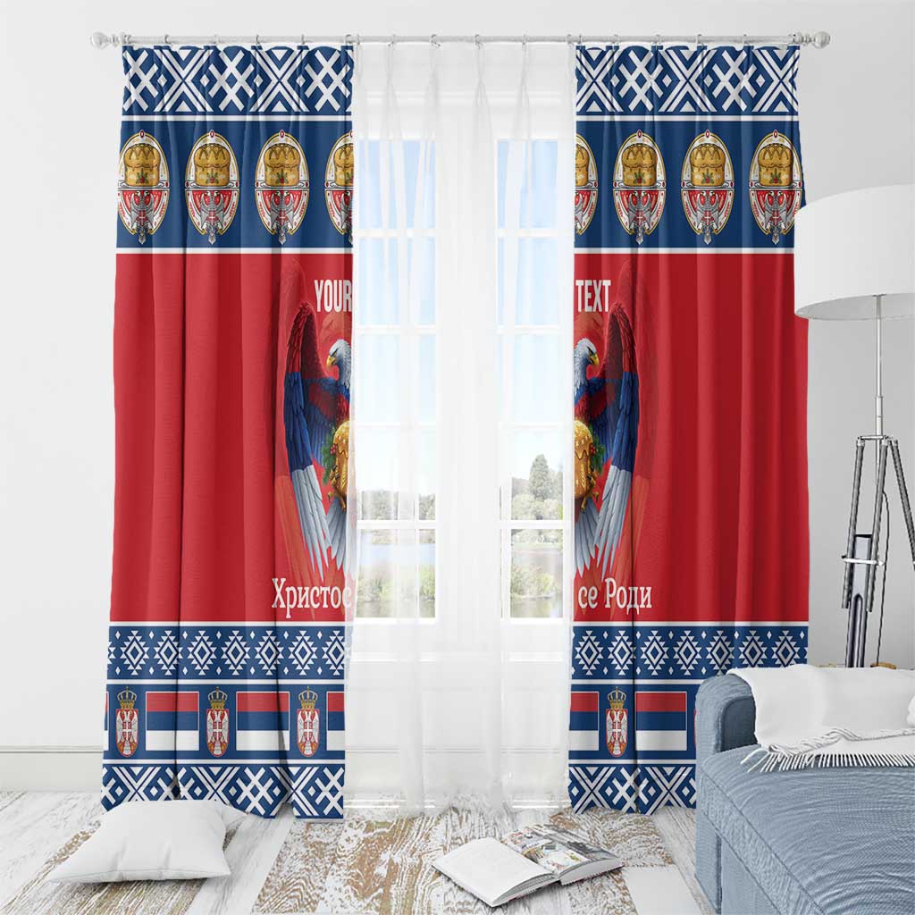 Personalized Serbia Christmas Window Curtain Eagle with Cesnica Christmas Bread - Wonder Print Shop