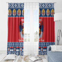 Personalized Serbia Christmas Window Curtain Eagle with Cesnica Christmas Bread - Wonder Print Shop