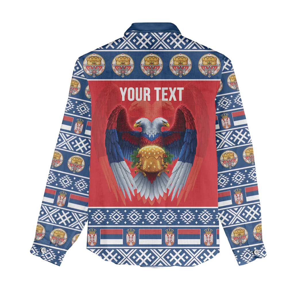 Personalized Serbia Christmas Women Casual Shirt Eagle with Cesnica Christmas Bread - Wonder Print Shop