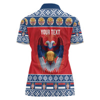 Personalized Serbia Christmas Women Polo Shirt Eagle with Cesnica Christmas Bread - Wonder Print Shop