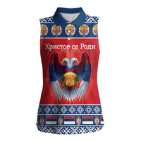 Personalized Serbia Christmas Women Sleeveless Polo Shirt Eagle with Cesnica Christmas Bread - Wonder Print Shop