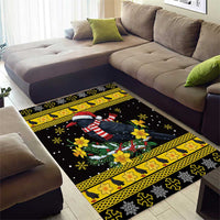 Flintshire Wales Christmas Area Rug Welsh Red-billed Chough with Daffodil - Wonder Print Shop
