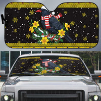Flintshire Wales Christmas Auto Sun Shade Welsh Red-billed Chough with Daffodil - Wonder Print Shop