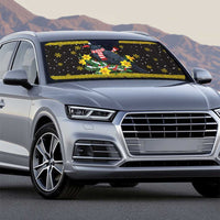 Flintshire Wales Christmas Auto Sun Shade Welsh Red-billed Chough with Daffodil - Wonder Print Shop