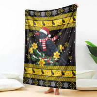 Flintshire Wales Christmas Blanket Welsh Red-billed Chough with Daffodil - Wonder Print Shop