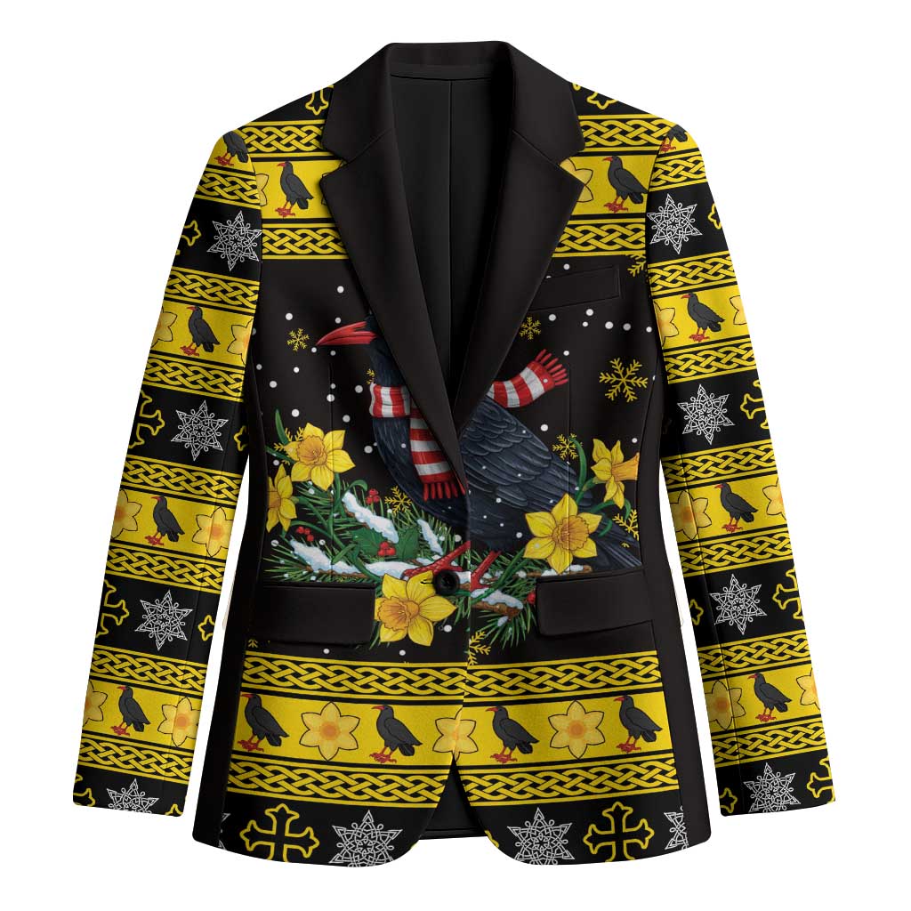 Flintshire Wales Christmas Blazer Welsh Red-billed Chough with Daffodil - Wonder Print Shop