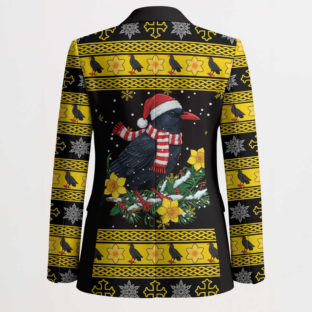 Flintshire Wales Christmas Blazer Welsh Red-billed Chough with Daffodil - Wonder Print Shop