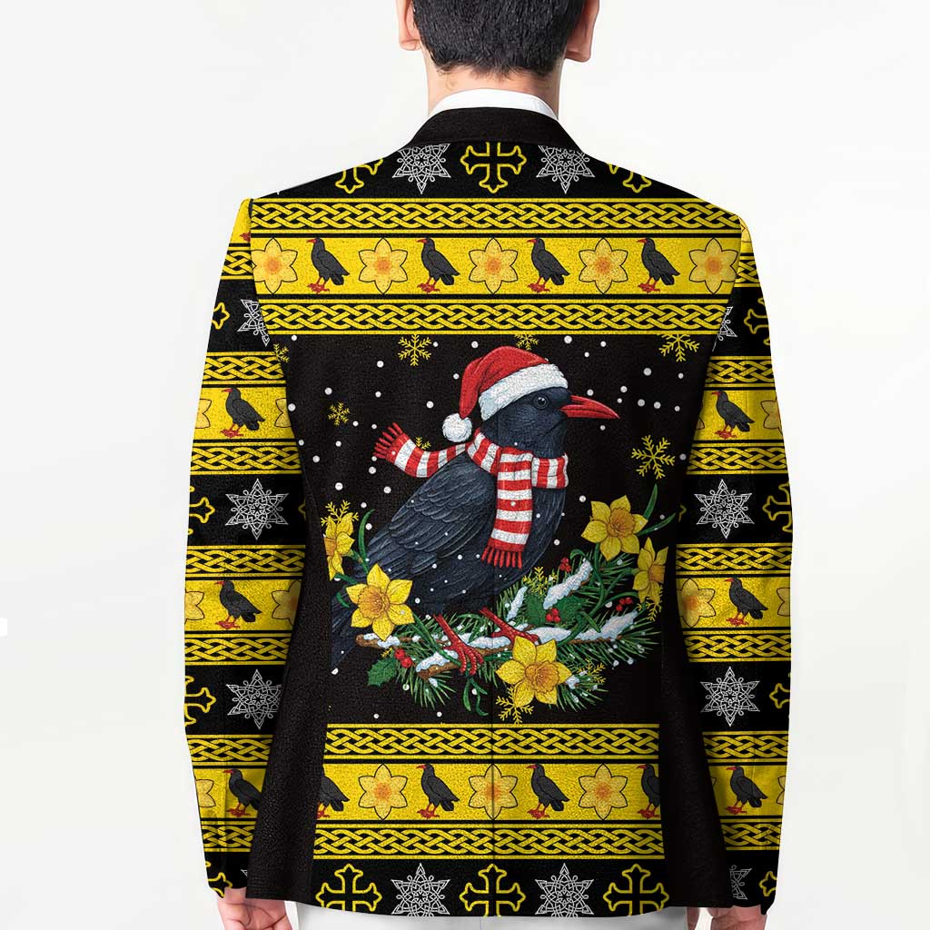 Flintshire Wales Christmas Blazer Welsh Red-billed Chough with Daffodil - Wonder Print Shop