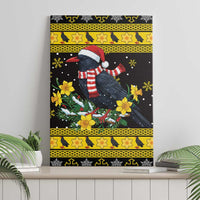 Flintshire Wales Christmas Canvas Wall Art Welsh Red-billed Chough with Daffodil - Wonder Print Shop