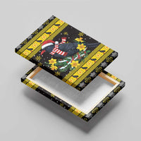 Flintshire Wales Christmas Canvas Wall Art Welsh Red-billed Chough with Daffodil - Wonder Print Shop