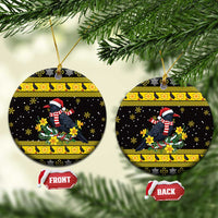 Flintshire Wales Christmas Ceramic Ornament Welsh Red-billed Chough with Daffodil - Wonder Print Shop