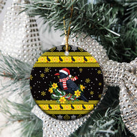 Flintshire Wales Christmas Ceramic Ornament Welsh Red-billed Chough with Daffodil - Wonder Print Shop