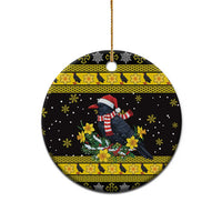 Flintshire Wales Christmas Ceramic Ornament Welsh Red-billed Chough with Daffodil - Wonder Print Shop