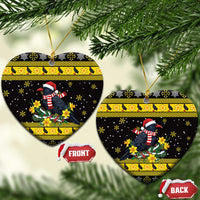 Flintshire Wales Christmas Ceramic Ornament Welsh Red-billed Chough with Daffodil - Wonder Print Shop