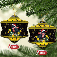 Flintshire Wales Christmas Ceramic Ornament Welsh Red-billed Chough with Daffodil - Wonder Print Shop