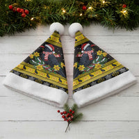 Flintshire Wales Christmas Santa Hat Welsh Red-billed Chough with Daffodil - Wonder Print Shop