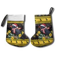 Flintshire Wales Christmas Stocking Welsh Red-billed Chough with Daffodil - Wonder Print Shop