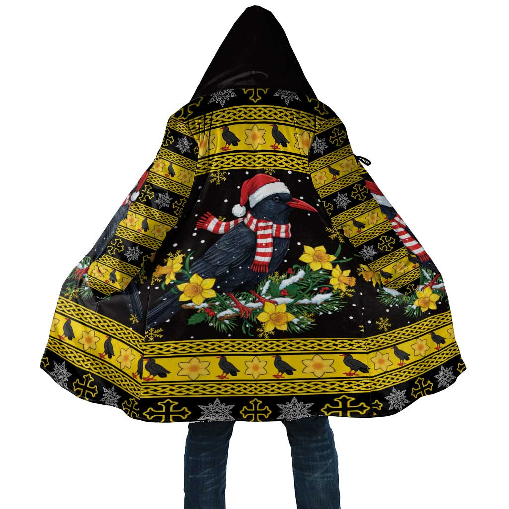 Flintshire Wales Christmas Cloak Welsh Red-billed Chough with Daffodil - Wonder Print Shop