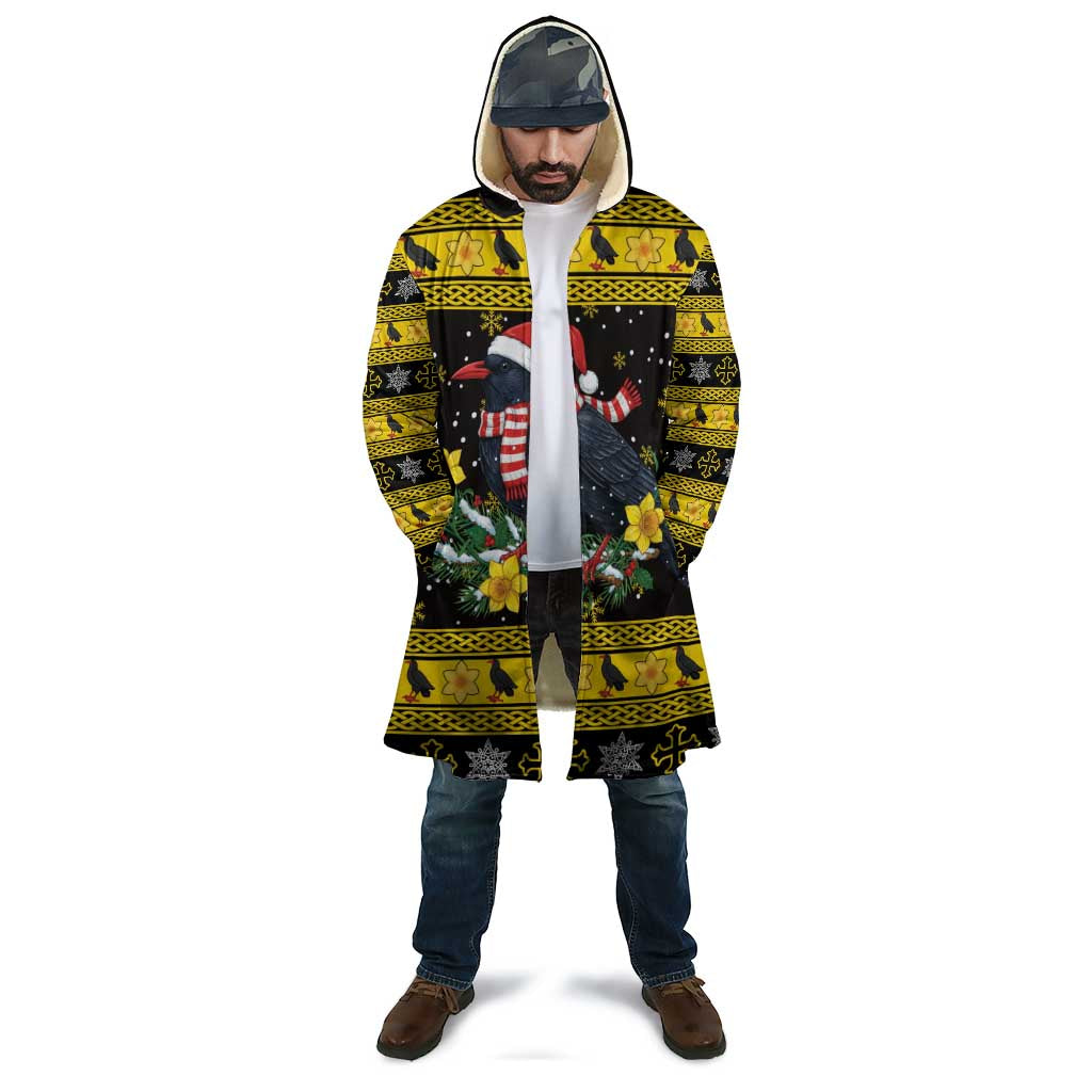 Flintshire Wales Christmas Cloak Welsh Red-billed Chough with Daffodil - Wonder Print Shop