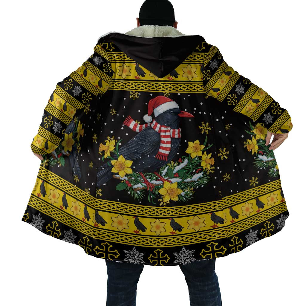 Flintshire Wales Christmas Cloak Welsh Red-billed Chough with Daffodil - Wonder Print Shop