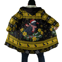 Flintshire Wales Christmas Cloak Welsh Red-billed Chough with Daffodil - Wonder Print Shop