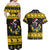 Flintshire Wales Christmas Couples Matching Off Shoulder Maxi Dress and Hawaiian Shirt Welsh Red-billed Chough with Daffodil - Wonder Print Shop