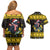 Flintshire Wales Christmas Couples Matching Off Shoulder Short Dress and Hawaiian Shirt Welsh Red-billed Chough with Daffodil - Wonder Print Shop
