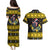 Flintshire Wales Christmas Couples Matching Puletasi and Hawaiian Shirt Welsh Red-billed Chough with Daffodil - Wonder Print Shop