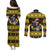 Flintshire Wales Christmas Couples Matching Puletasi and Long Sleeve Button Shirt Welsh Red-billed Chough with Daffodil - Wonder Print Shop