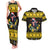 Flintshire Wales Christmas Couples Matching Tank Maxi Dress and Hawaiian Shirt Welsh Red-billed Chough with Daffodil - Wonder Print Shop