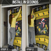 Flintshire Wales Christmas Door Cover Welsh Red-billed Chough with Daffodil - Wonder Print Shop