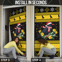 Flintshire Wales Christmas Door Cover Welsh Red-billed Chough with Daffodil - Wonder Print Shop