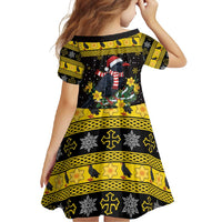 Flintshire Wales Christmas Family Matching Mermaid Dress and Hawaiian Shirt Welsh Red-billed Chough with Daffodil - Wonder Print Shop