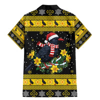 Flintshire Wales Christmas Family Matching Mermaid Dress and Hawaiian Shirt Welsh Red-billed Chough with Daffodil - Wonder Print Shop