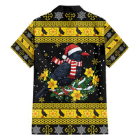 Flintshire Wales Christmas Family Matching Puletasi and Hawaiian Shirt Welsh Red-billed Chough with Daffodil - Wonder Print Shop