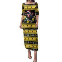 Flintshire Wales Christmas Family Matching Puletasi and Hawaiian Shirt Welsh Red-billed Chough with Daffodil - Wonder Print Shop