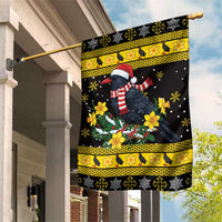 Flintshire Wales Christmas Garden Flag Welsh Red-billed Chough with Daffodil - Wonder Print Shop