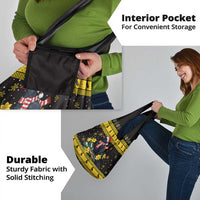 Flintshire Wales Christmas Grocery Bag Welsh Red-billed Chough with Daffodil - Wonder Print Shop