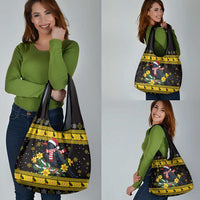 Flintshire Wales Christmas Grocery Bag Welsh Red-billed Chough with Daffodil - Wonder Print Shop