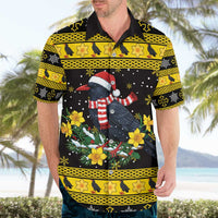 Flintshire Wales Christmas Hawaiian Shirt Welsh Red-billed Chough with Daffodil - Wonder Print Shop