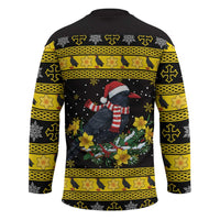 Flintshire Wales Christmas Hockey Jersey Welsh Red-billed Chough with Daffodil - Wonder Print Shop