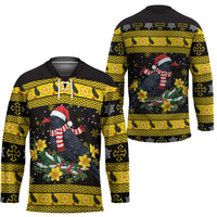 Flintshire Wales Christmas Hockey Jersey Welsh Red-billed Chough with Daffodil - Wonder Print Shop