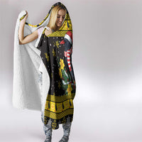 Flintshire Wales Christmas Hooded Blanket Welsh Red-billed Chough with Daffodil - Wonder Print Shop