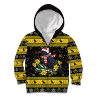 Flintshire Wales Christmas Kid Hoodie Welsh Red-billed Chough with Daffodil - Wonder Print Shop