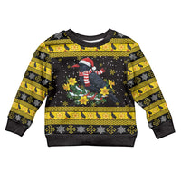 Flintshire Wales Christmas Kid Ugly Christmas Sweater Welsh Red-billed Chough with Daffodil - Wonder Print Shop