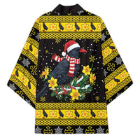 Flintshire Wales Christmas Kimono Welsh Red-billed Chough with Daffodil - Wonder Print Shop