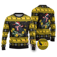 Flintshire Wales Christmas Ugly Christmas Sweater Welsh Red-billed Chough with Daffodil - Wonder Print Shop
