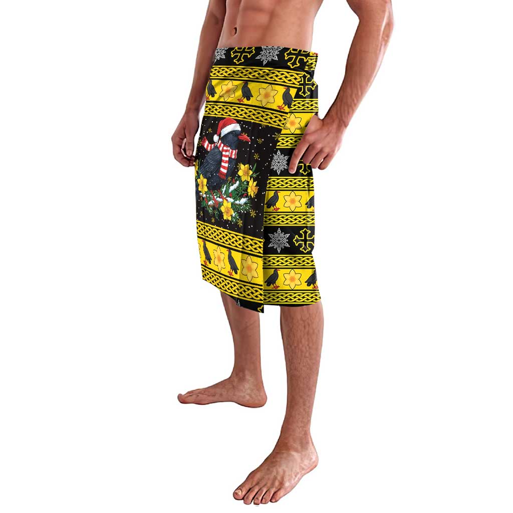 Flintshire Wales Christmas Lavalava Welsh Red-billed Chough with Daffodil - Wonder Print Shop