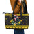 Flintshire Wales Christmas Leather Tote Bag Welsh Red-billed Chough with Daffodil - Wonder Print Shop